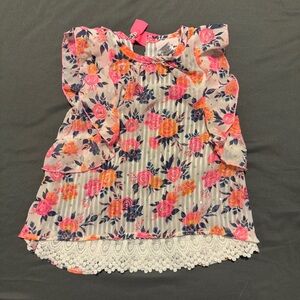Girls floral sleeveless lace top size 6